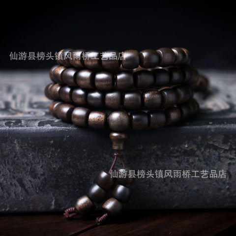 Agarwood Black Qinan High Oil Submerged High Quality Wooden Agarwood Bracelet 108 Buddha Beads Barrel Beads Hand Jewelry m3331277