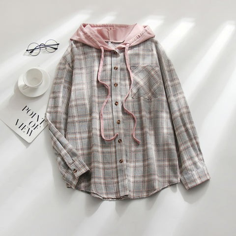 Hooded sweater breasted casual shirt jacket m300518