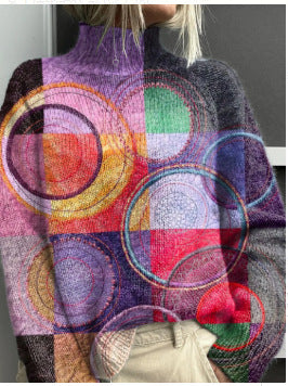 Christmas abstract print casual cape jacket cardigan m301686