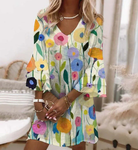 3D digital printing V-neck sleeveless dress m301223