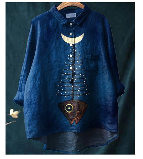 Loose printing crew neck casual large size women's T-shirt m301279