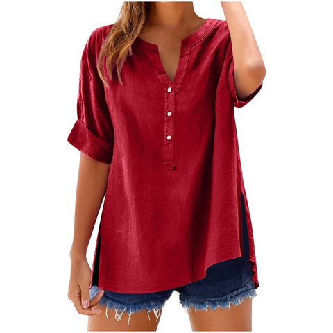 Linen top button shirt casual loose top m301356