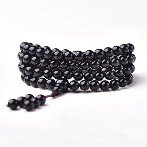 Ebony black obsidian bracelet 108 beads bracelet 6-12mm m3331282