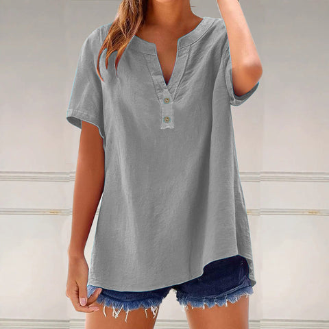 Casual shirt women's fashion cotton and linen versatile top m301204