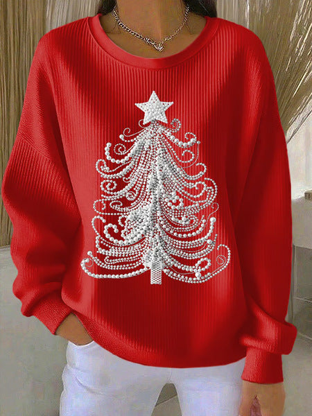 Loose outer wear lazy wind snowflake Christmas tree mix and match casual commuter sweater m302121