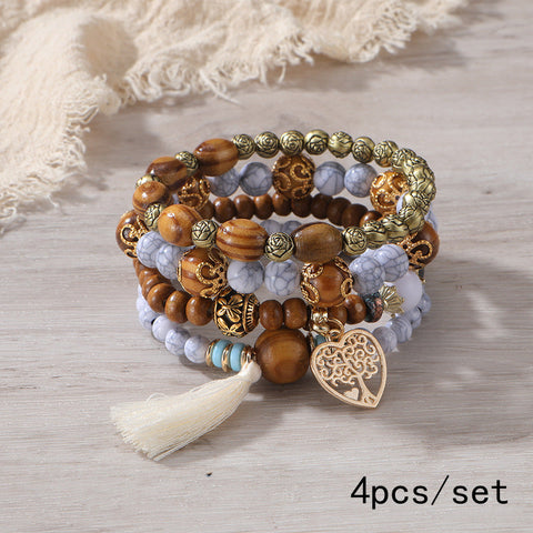 New Bohemian Bracelet Creative Tassel Multi-layer Beaded Bracelet m3331286