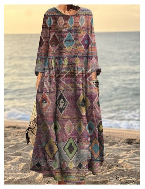 3D printed casual loose dress women m301278