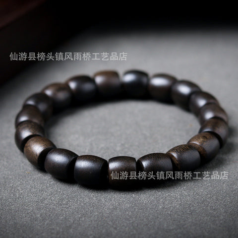 Agarwood Black Qinan High Oil Submerged High Quality Wooden Agarwood Bracelet 108 Buddha Beads Barrel Beads Hand Jewelry m3331277