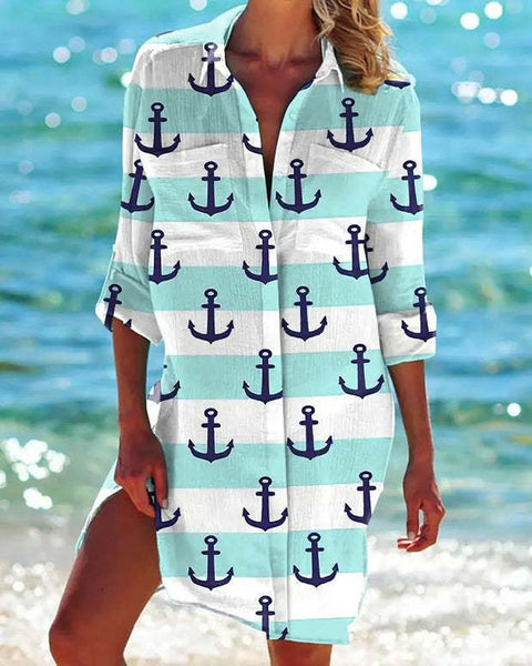 Bikini jacket shirt swimsuit cardigan women's printed resort beach shirt m301274