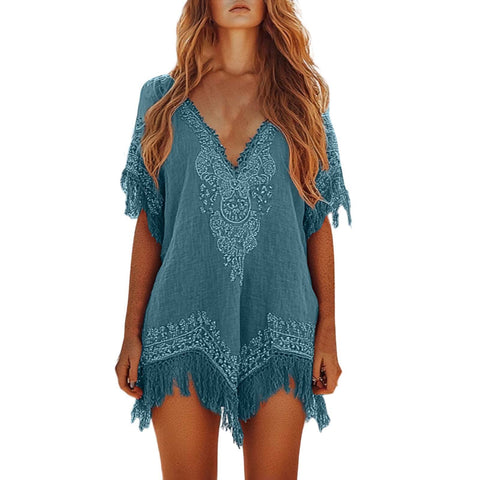 Summer fringed loose dress m301537