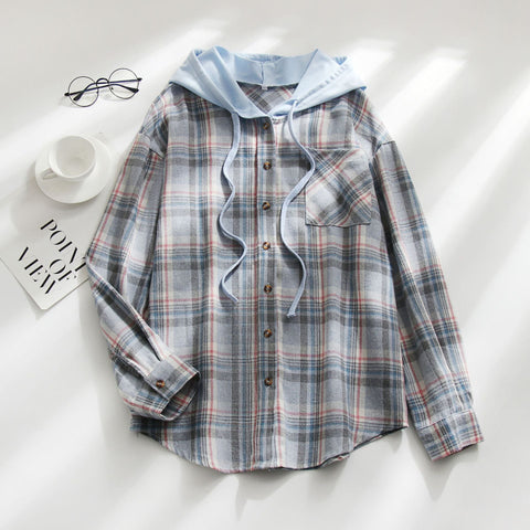Hooded sweater breasted casual shirt jacket m300518