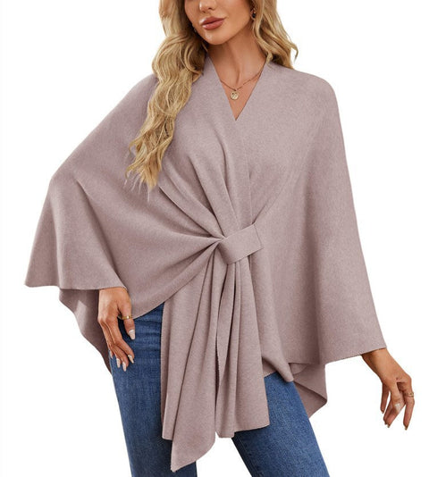 Ladies Elegant One Piece Solid Color Soft Shawl Jacket Cloak Top m301329