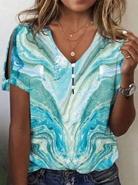 Ethnic style positioning printed short-sleeved top women's m301263
