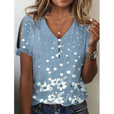 Ethnic style positioning printed short-sleeved top women's m301263