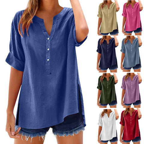 Linen top button shirt casual loose top m301356