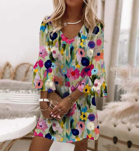 3D digital printing V-neck sleeveless dress m301223