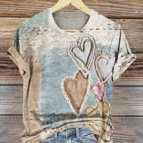 Oil painting Valentine's Day element shading 3D digital printing loose casual women's clothing m301221