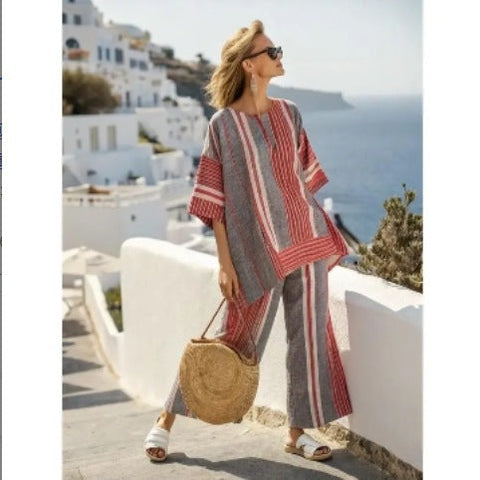 Ramie Bamboo Fiber Top Women's Summer Loose Casual Versatile V-Neck Feifei Sleeve Shirt m301525