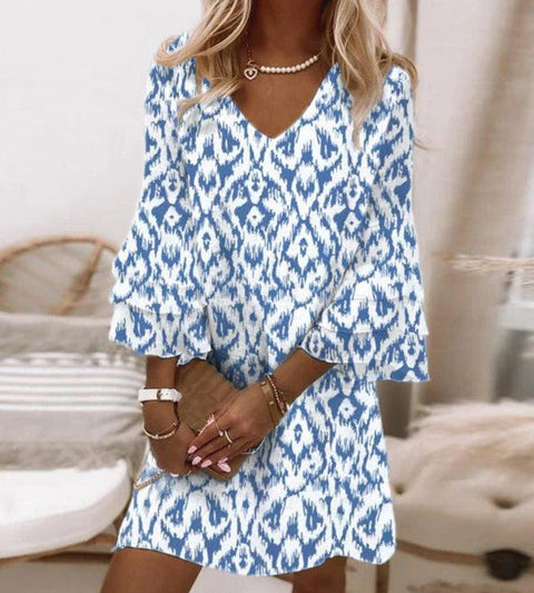 3D digital printing V-neck sleeveless dress m301223