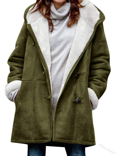 plush collar pocket women's coat m300603