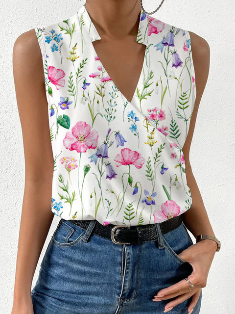 Summer Women's Chiffon Shirt Pullover V-Neck Sleeveless Women's Shirt m301554