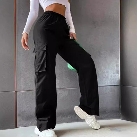 Beltless trousers high waist season wide leg trousers straight loose temperament commuter trousers casual trousers m301371