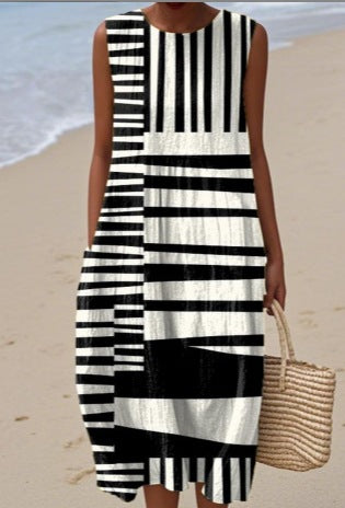 Sleeveless printed temperament long dress dress m301527