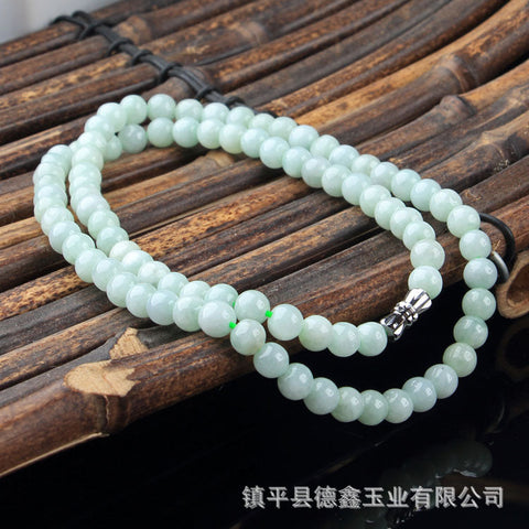 Jade A necklace, natural jadeite women's round bead jade necklace 108 beads extended m3331274