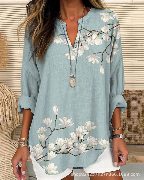 Summer women's long-sleeved 3D digital printing loose European size top m301362