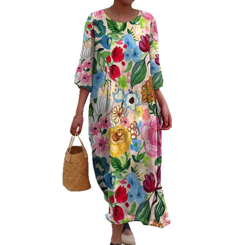 Floral pattern 3D personalized seven-point long-sleeved girls summer loose m301075