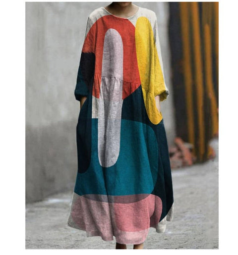 3D printed casual loose dress women m301278