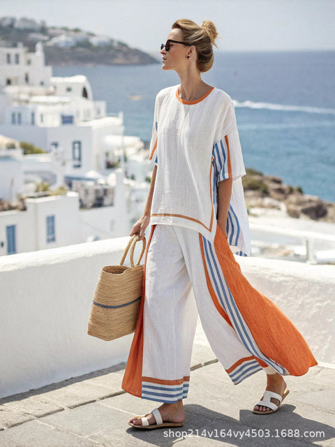 Ramie Bamboo Fiber Top Women's Summer Loose Casual Versatile V-Neck Feifei Sleeve Shirt m301525