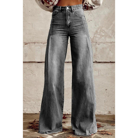 3D heat transfer flared pants simulation denim trousers loose pants m301550