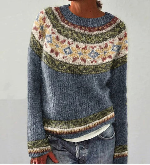 New sweater crew neck color matching loose fashion pullover knitted sweater m300454