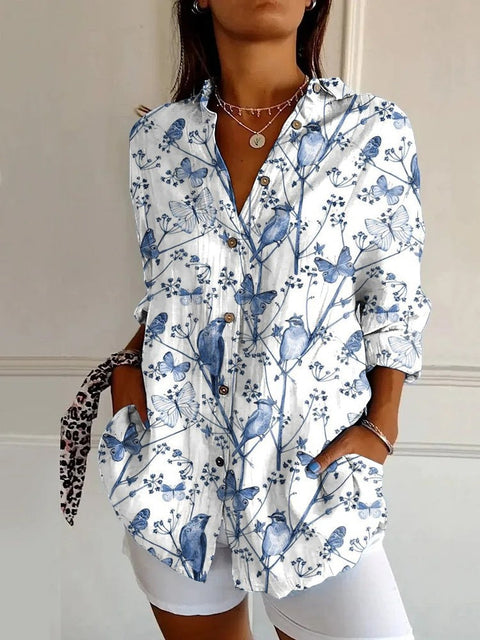 Summer trend long-sleeved shirt flower pattern printing 3D shirt m301226