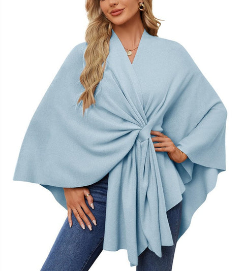 Ladies Elegant One Piece Solid Color Soft Shawl Jacket Cloak Top m301329