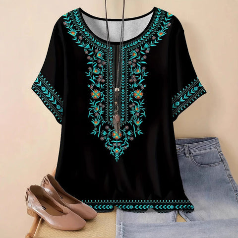 Women's new loose 3D printing round neck casual large size pullover women's clothing m301285