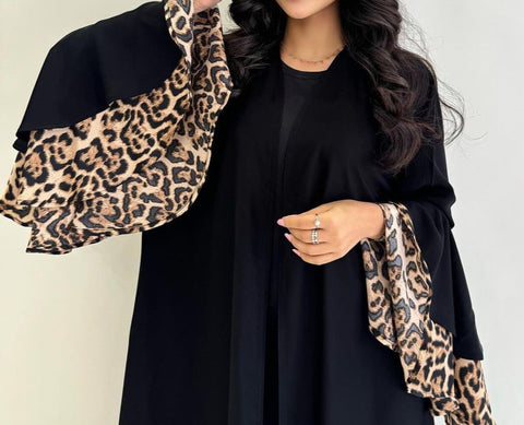 New leopard print dress robe long skirt cardigan m301185